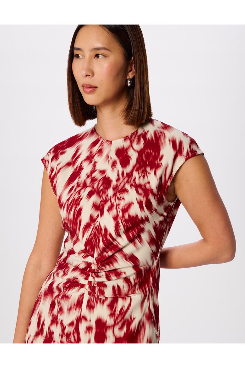 Blurred Floral Crepe Dress, Alternate, color, Red/Multi