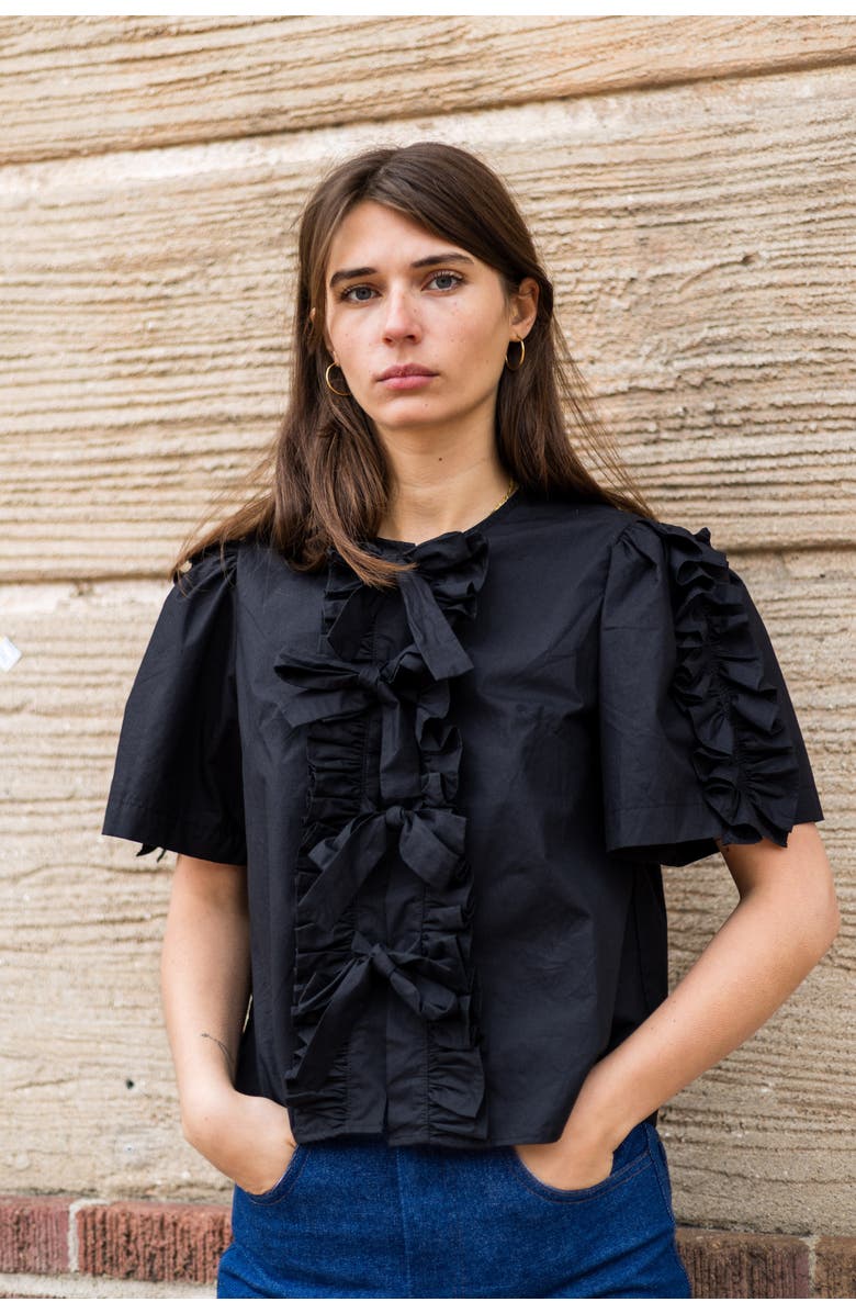 Toit Volant Charlie Bow Ruffle Top, Alternate, color, 