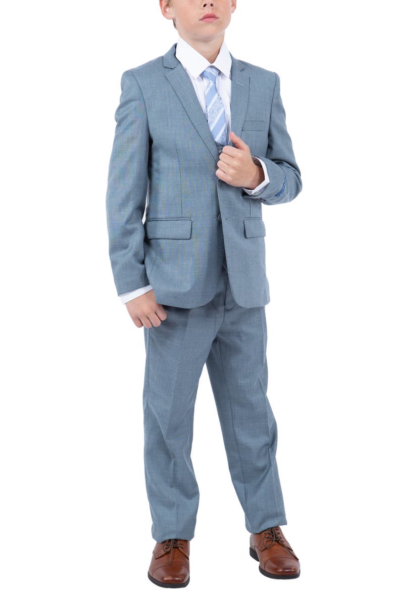 Kids' Smoke Blue Five-Piece Sharkskin Suit, Main, color, SMOKE BLUE