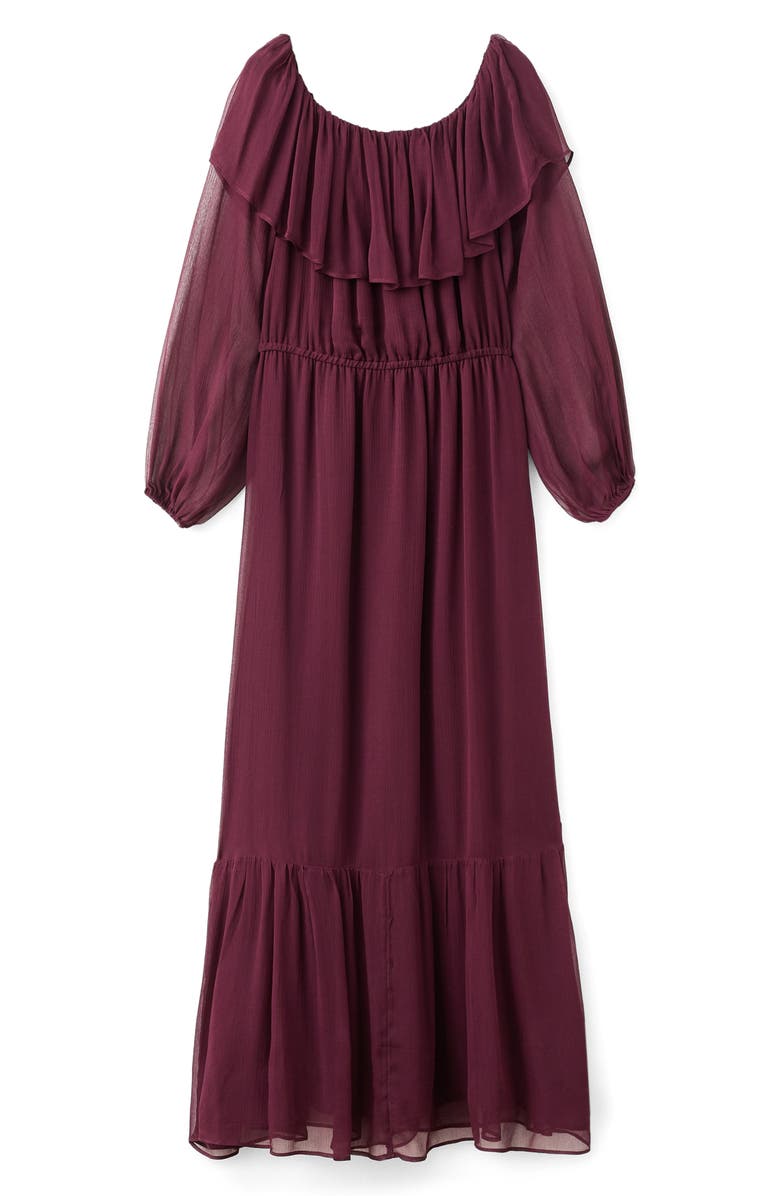 MANGO Ruffle Off the Shoulder Long Sleeve Maxi Dress, Alternate, color, 