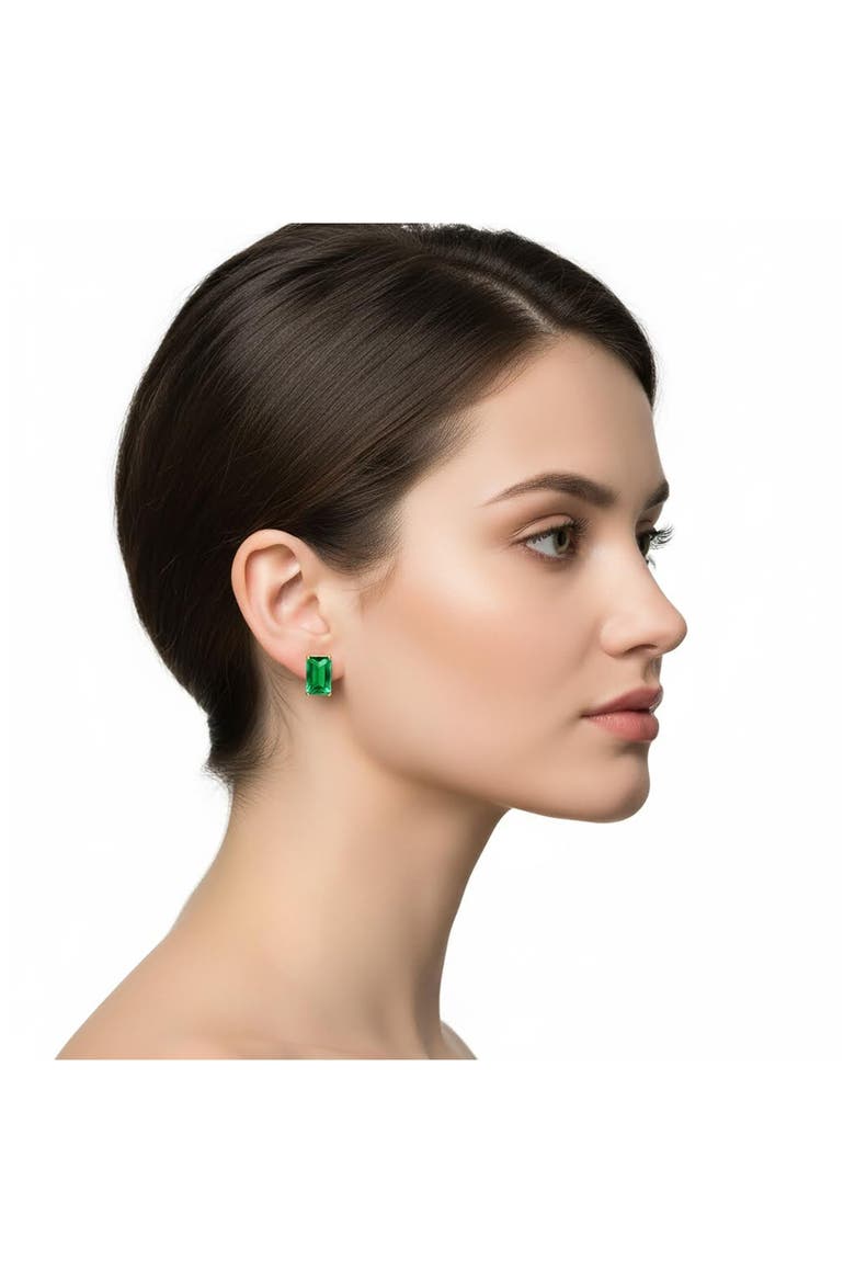 Emerald Cut Stud Earrings, Alternate, color, EMERALD