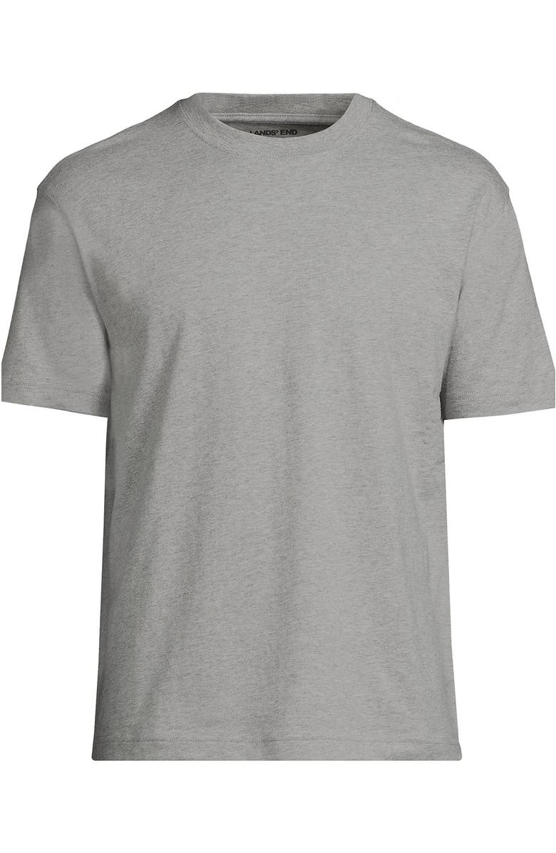 Lands' End Short Sleeve Super-T Crew Relaxed Fit Tee, Alternate, color, Gray Heather