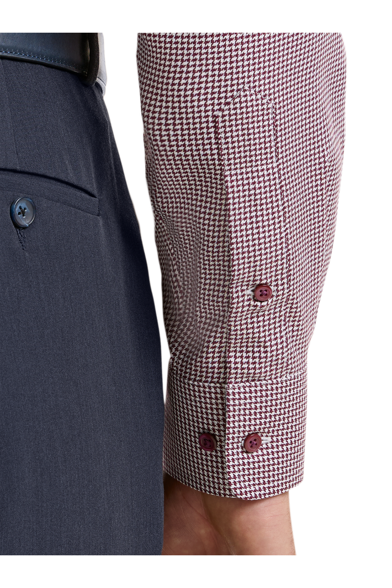 Cotton Buttondown Collar Twill Slim Contrast Trim Button Cuff Long Sleeve Shirt, Alternate, color, Burgundy