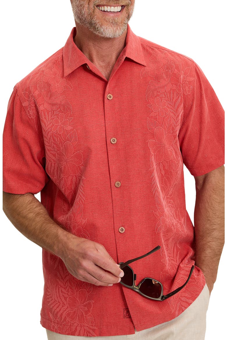 Kona Short Sleeve Silk Button-Up Shirt, Main, color, BAKED APPLE