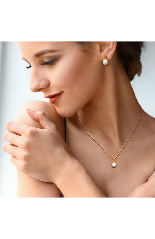 Delmar Citrine & Freshwater Pearl Stud Earrings & Pendant Necklace Set