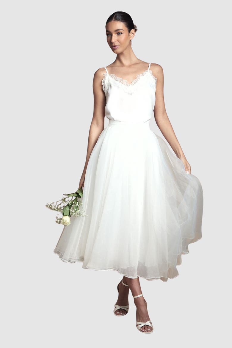 Organza Skirt, Alternate, color, Ivory