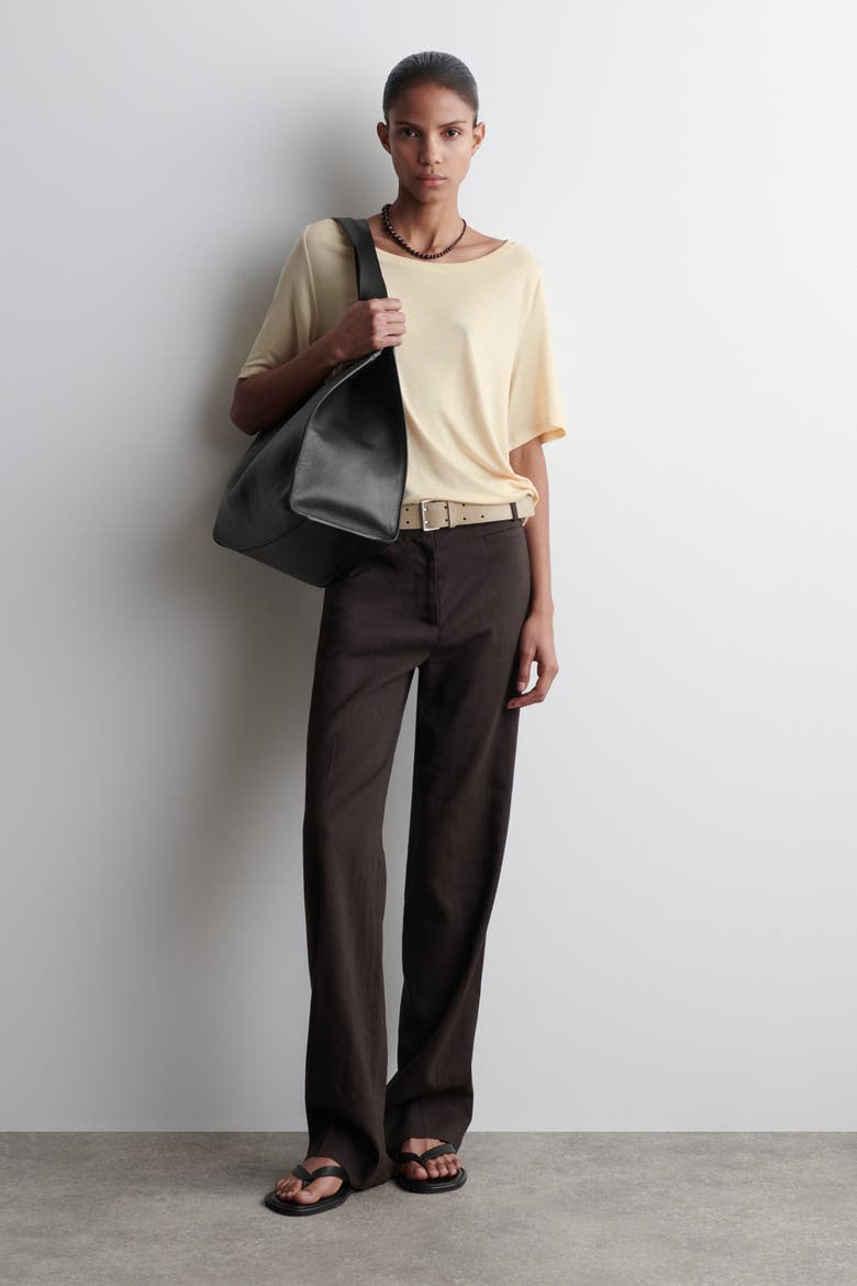 Relaxed Scoop-Neck T-Shirt, Alternate, color, LIGHT BEIGE