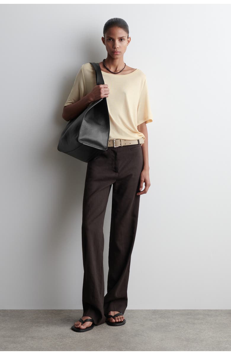 COS Relaxed Scoop-Neck T-Shirt, Alternate, color, Light Beige