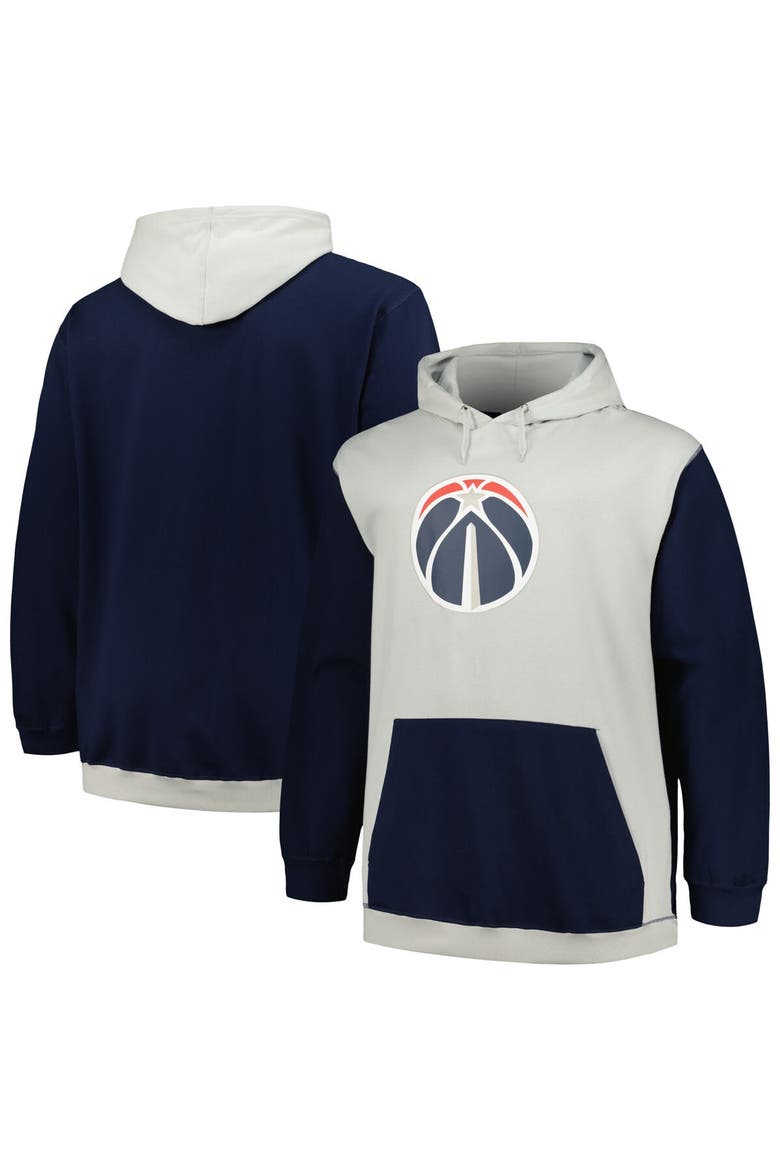Men's Fanatics Branded Navy/Silver Washington Wizards Big & Tall Primary Arctic Pullover Hoodie, Main, color, Navy