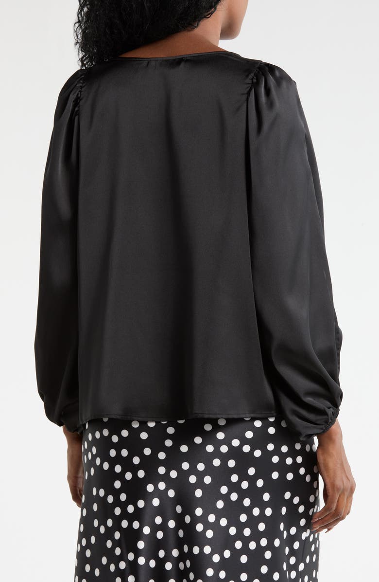 Renee C Cutout Long Sleeve Satin Top, Alternate, color, Black