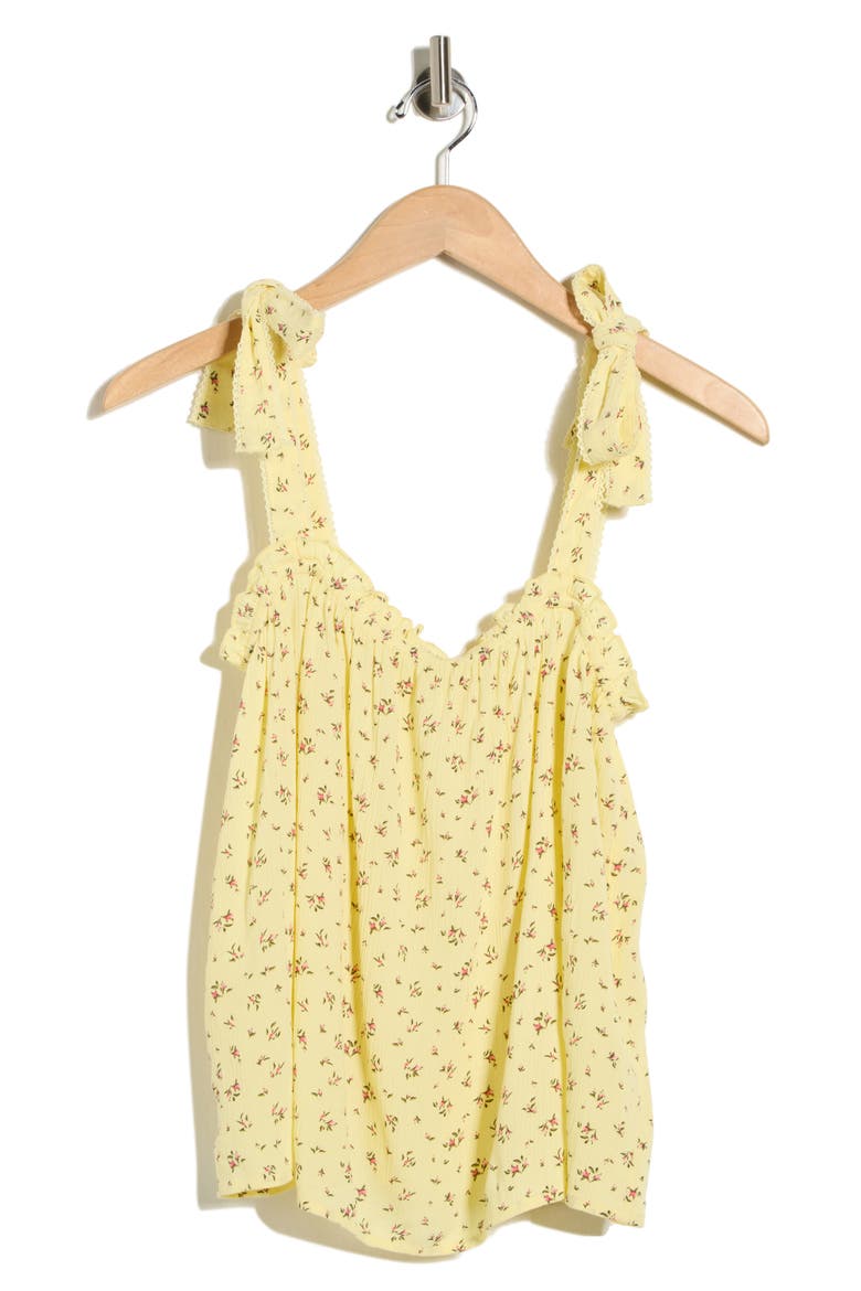 Shoulder Tie Boho Cami, Alternate, color, YELLOW- PINK MINI BLOOM