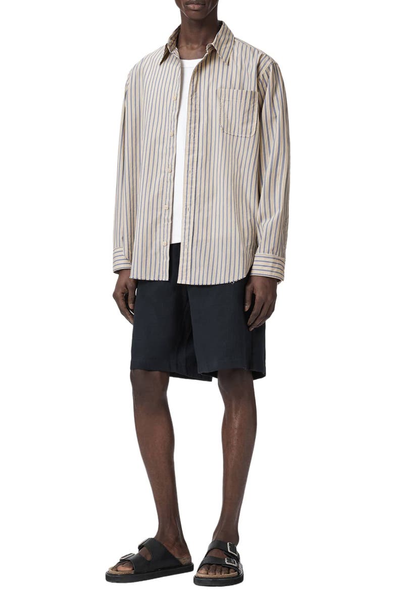 AllSaints Roma Stripe Button Front Shirt, Alternate, color, Sherbert Yellow