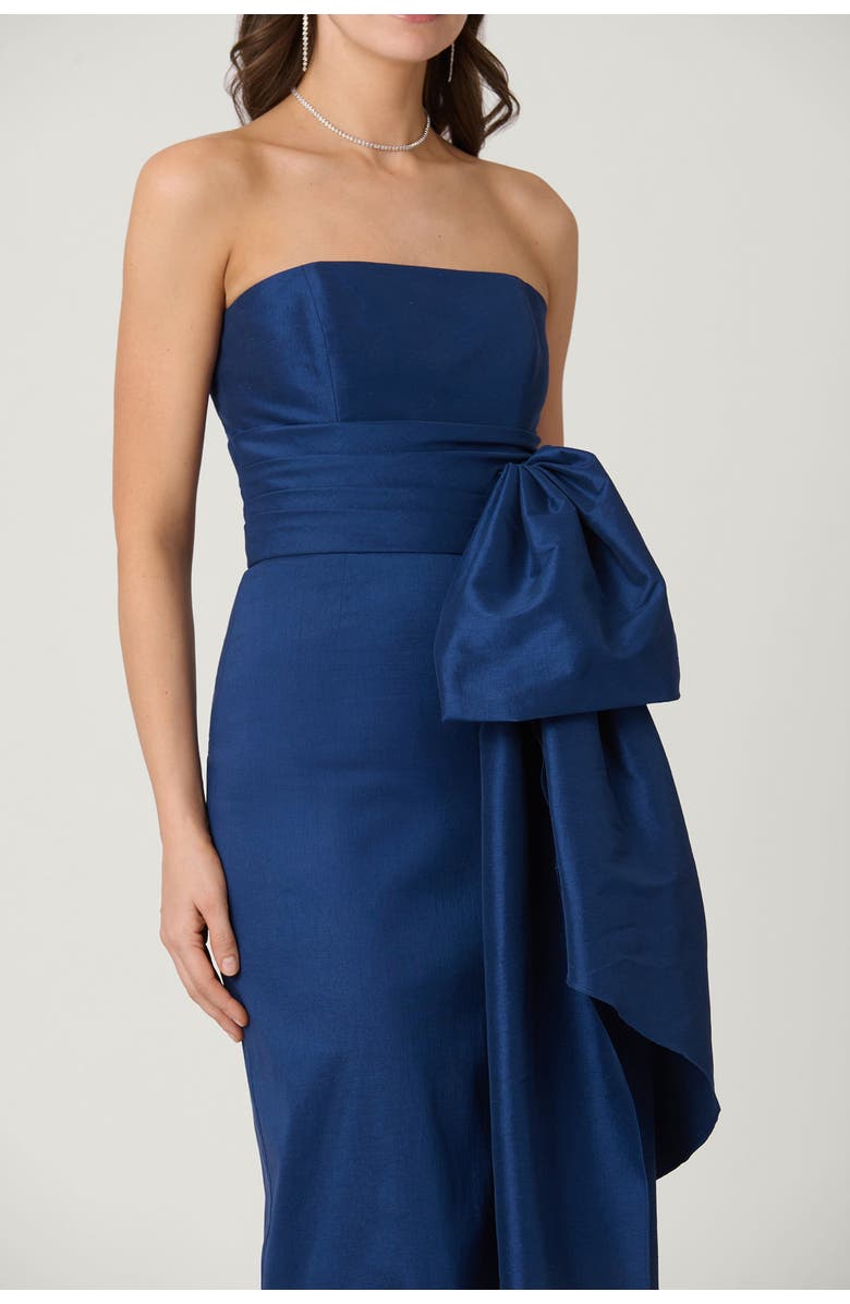 Shoshanna Midnight Midnight Hope Texture Taffeta Dress, Alternate, color, Navy