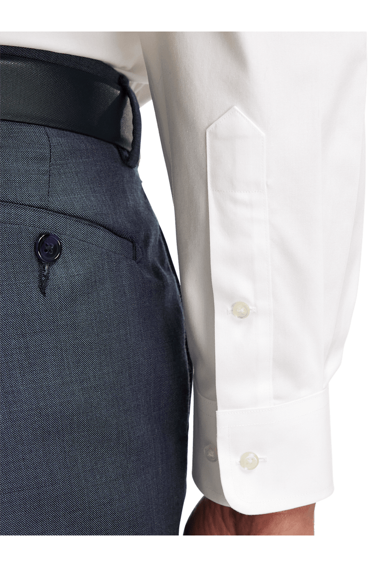 Non-iron Cotton Pinpoint Solid Spread Collar Dress Shirt, Alternate, color, White
