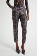 Etro Bristol Paisley Jacquard Crop Duchesse Satin Pants