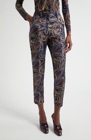 Etro Bristol Paisley Jacquard Crop Duchesse Satin Pants