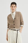 Brunello Cucinelli Mohair, cotton and wool Diamond yarn English rib cardigan