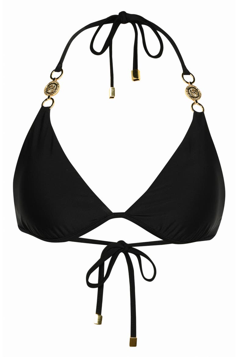 Annabelle Solids Triangle Bikini Top, Alternate, color, BLACK