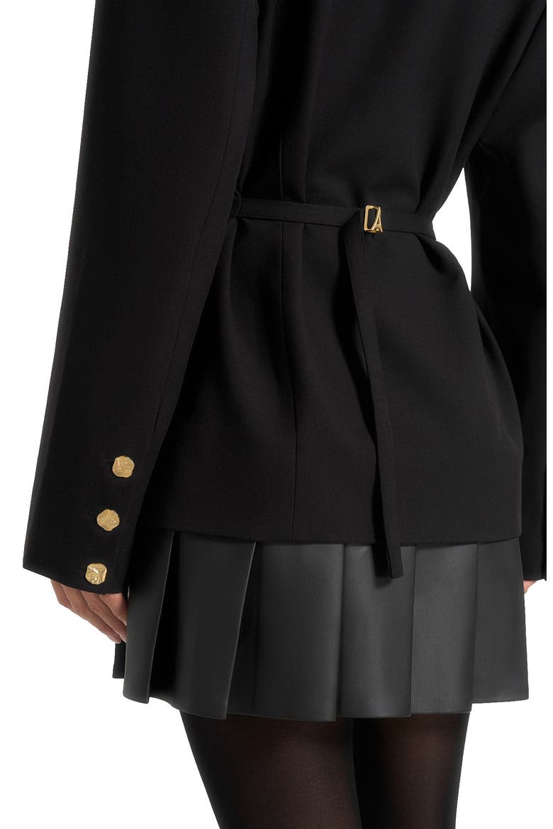 Nicole Tailored Cinch Blazer Dress with Pleats, Alternate, color, Black
