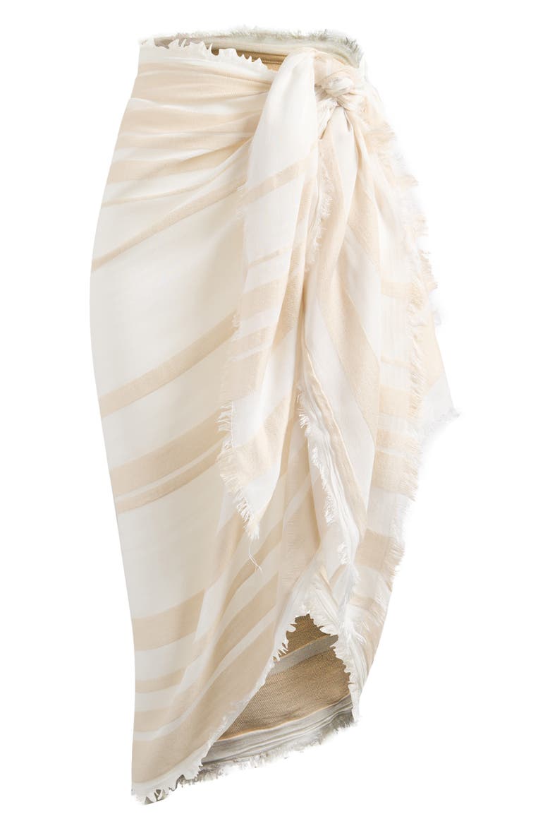 Sheer Stripe Pareo Wrap, Alternate, color, TAN- WHITE