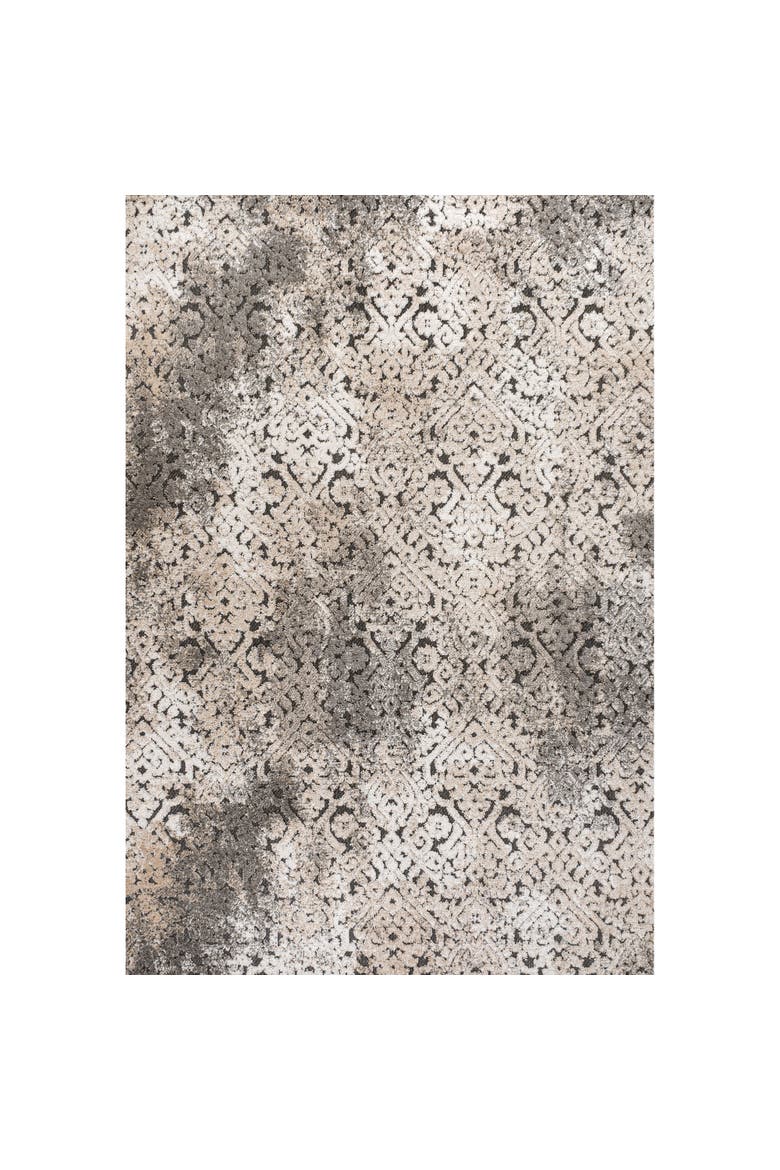 Duenas High-Low Shabby Damask Indoor/Outdoor Area Rug, Main, color, Cream/Beige/Dark Gray