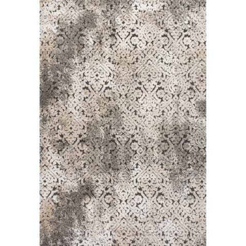 Duenas High-Low Shabby Damask Indoor/Outdoor Area Rug