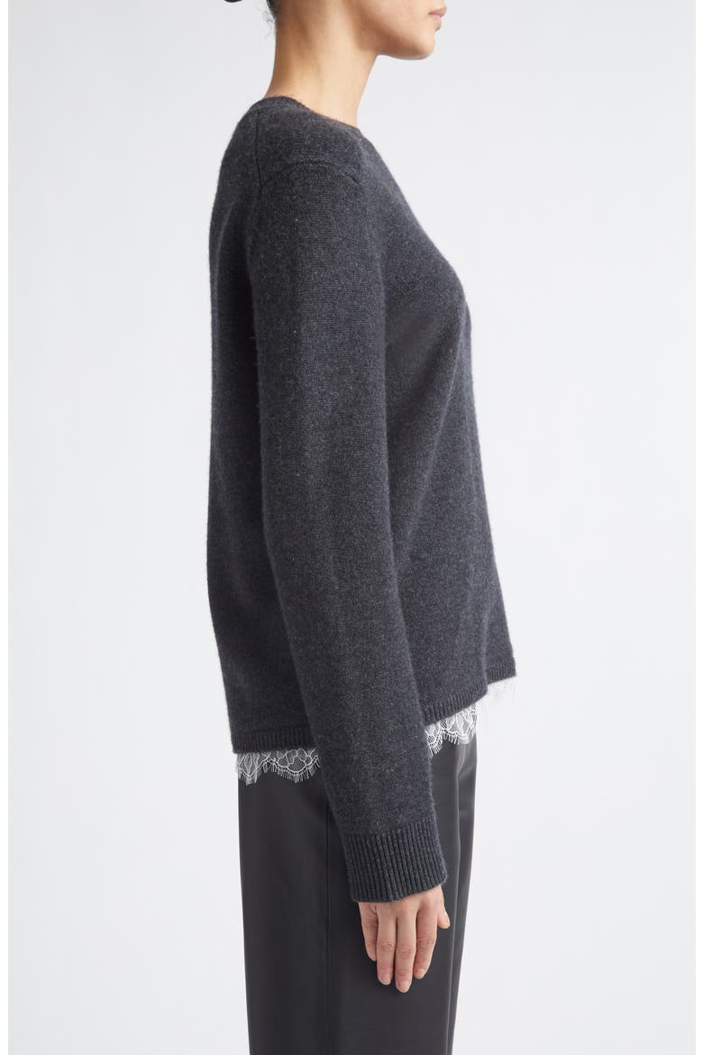 Arvo Lace Trim Cashmere Sweater, Alternate, color, CHARCOAL/ IVORY