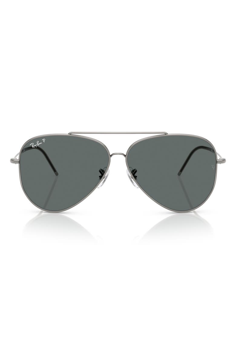 Ray-Ban Aviator Reverse 59mm Pilot Sunglasses, Main, color, Gunmetal