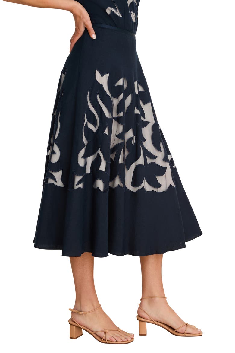 Antibes Linen Blend Cutout Skirt, Alternate, color, DARK INDIGO
