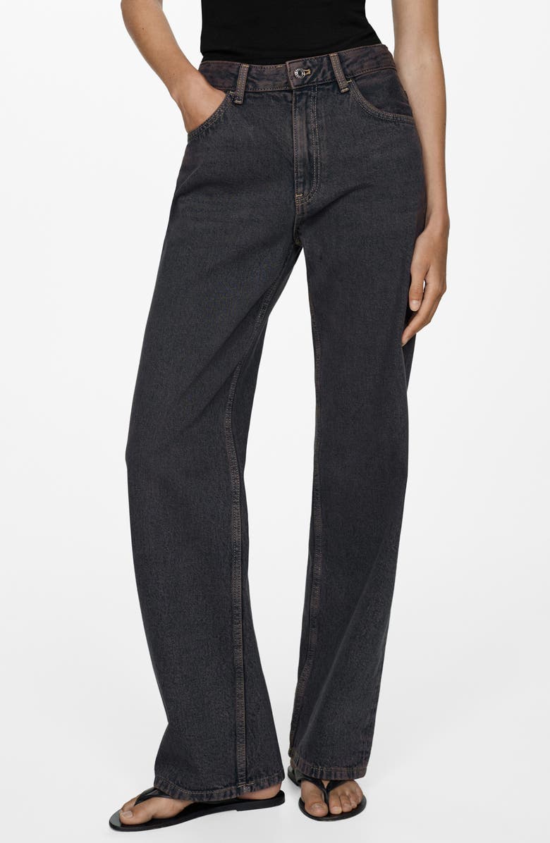 MANGO Mid Rise Relaxed Straight Leg Jeans, Main, color, 
