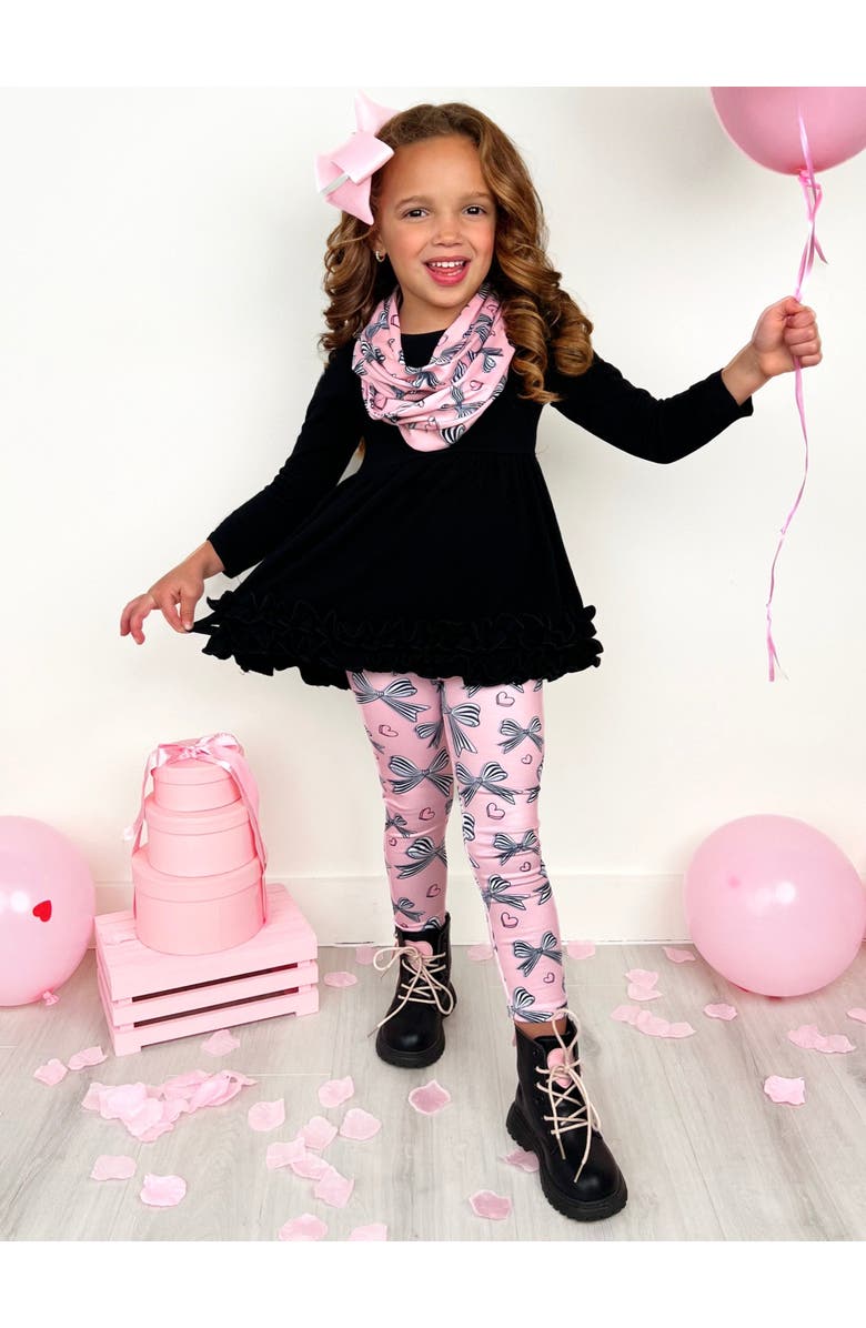 Mia Belle Girls Heart and Soul Tunic, Scarf and Bows Legging Set, Alternate, color, 