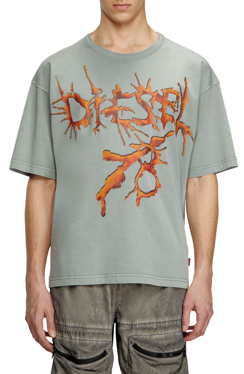 DIESEL<sup>®</sup> Relaxed Fit Cotton Graphic T-Shirt, Main, color, Gray