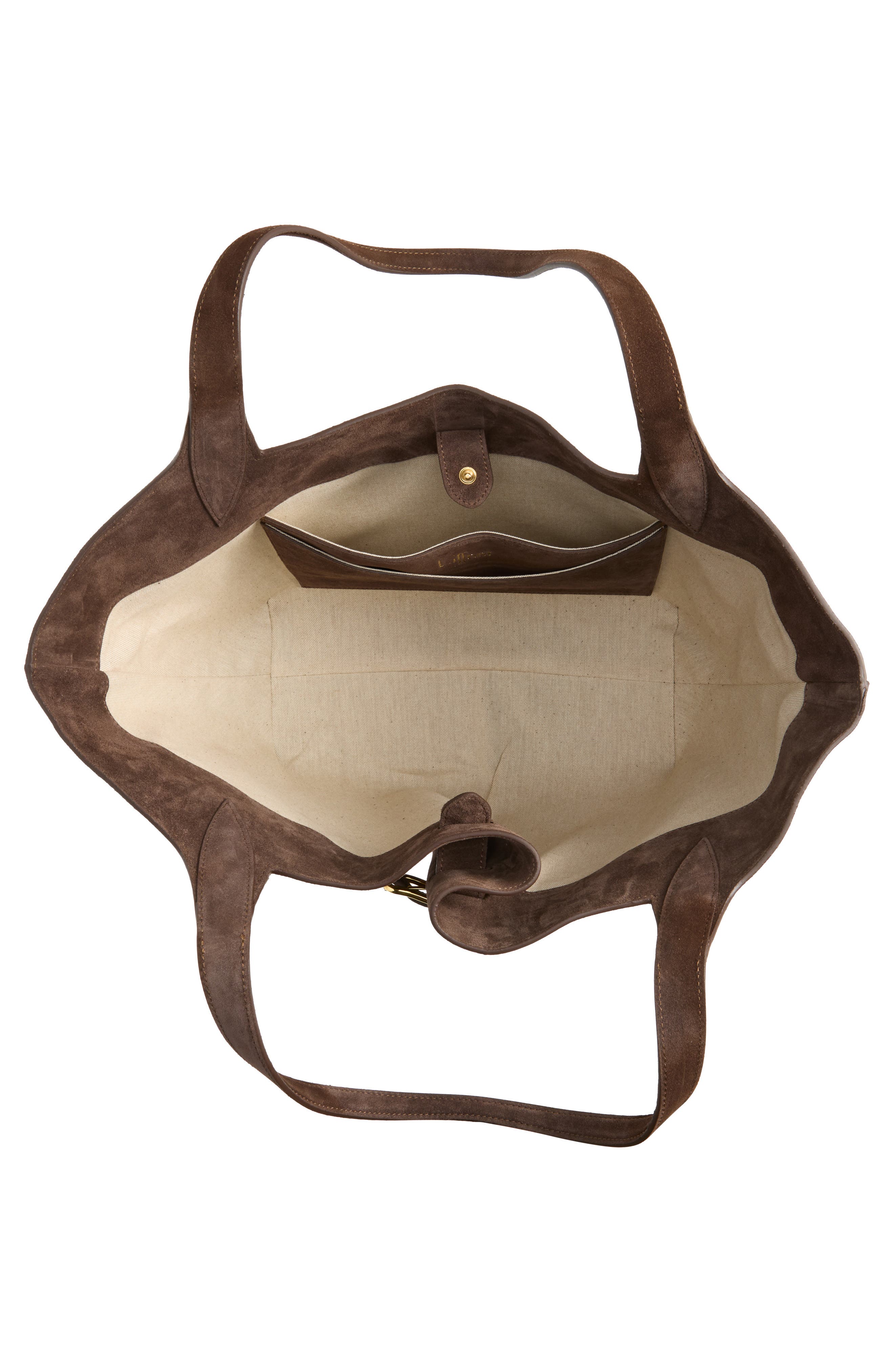 Belted Suede Tote, Alternate, color, DARK BROWN