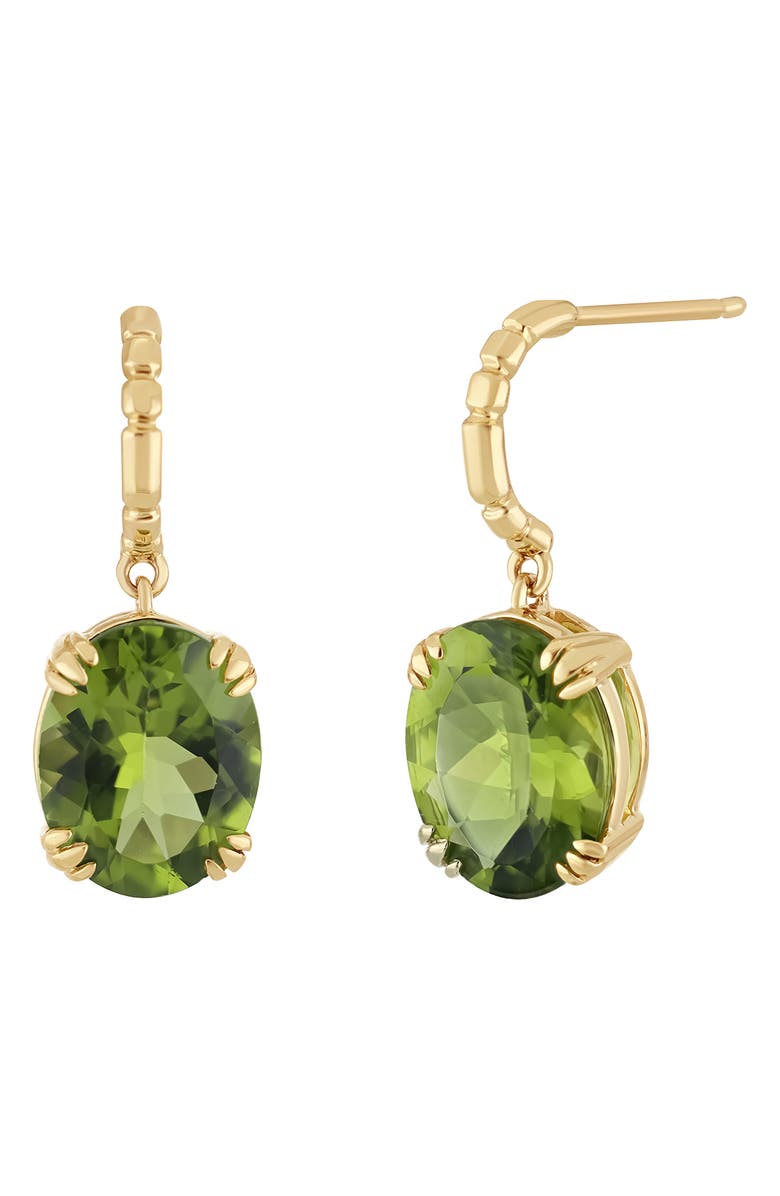 Bony Levy Iris Oval Cut Peridot Drop Earrings, Main, color, 14K Yellow Gold