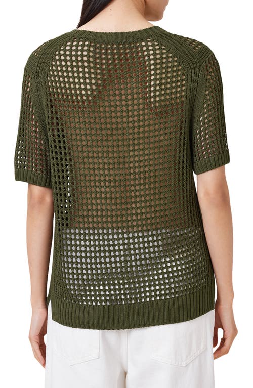 Allsaints Paloma Open Stitch Short Sleeve Sweater In Green