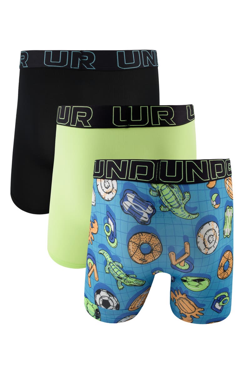 Under Armour Kids' Assorted 3-Pack UA Performance Tech<sup>™</sup> Mesh Boxer Briefs, Alternate, color, Lumos Lime