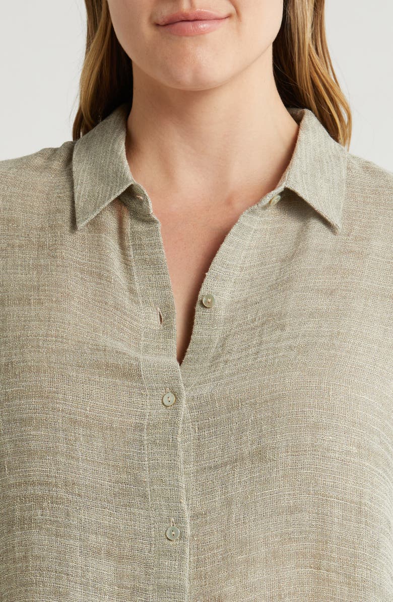 Eileen Fisher Classic Marled Linen Blend Shirt, Alternate, color,
