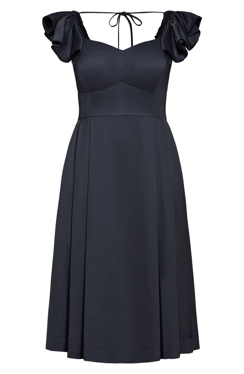 City Chic Roselyn Ruffle Sleeve Dress, Alternate, color, Navy