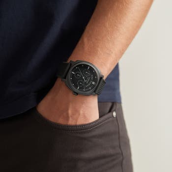 Caine Multifunction Silicone Strap Watch, 44mm