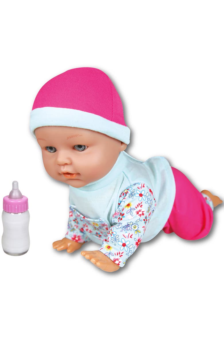12 Inch Crawling Baby Doll, Pink and Blue, Interactive Doll, Kids 2+, Main, color, Multicolored
