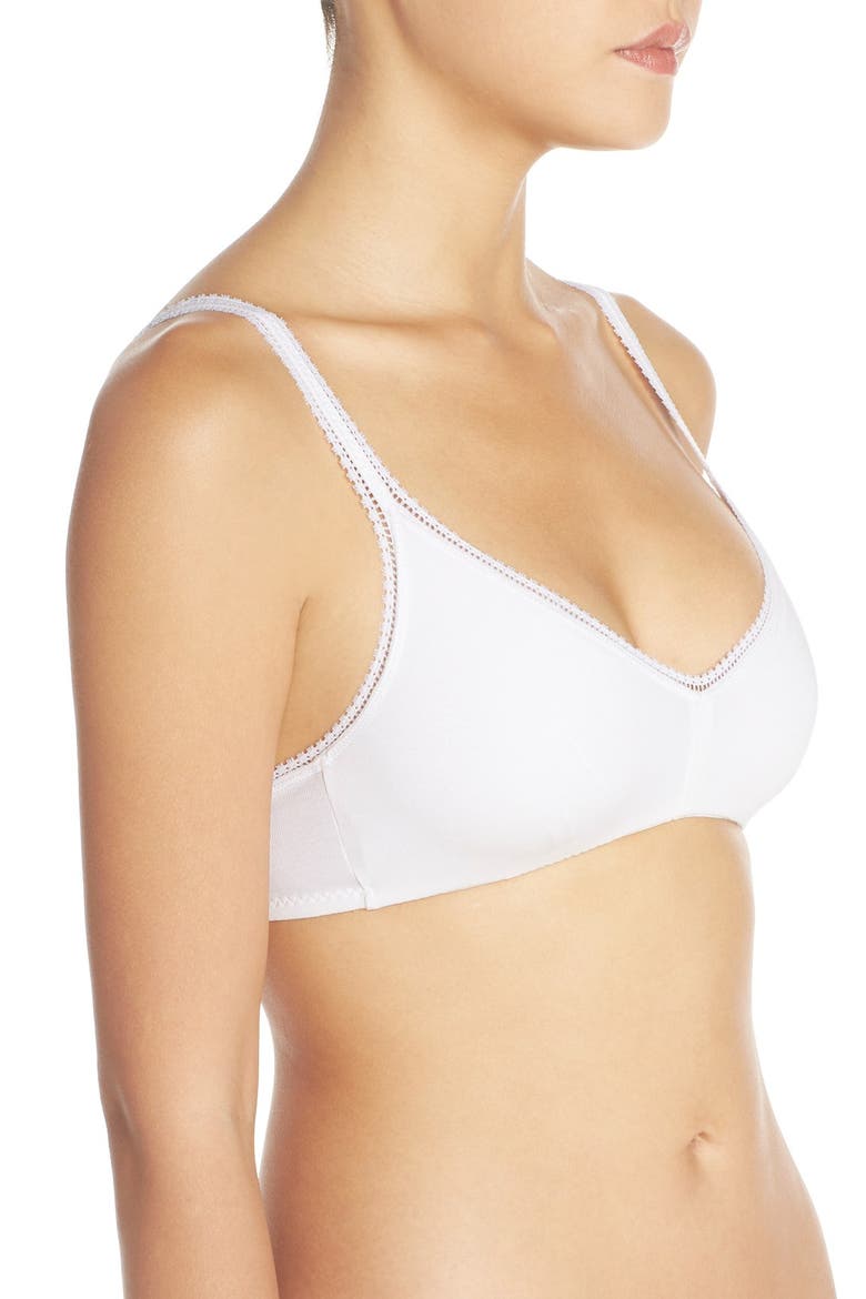 Stretch Cotton Bralette, Alternate, color, WHITE