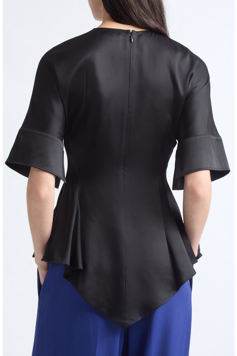 Flared Satin Top, Alternate, color, BLACK