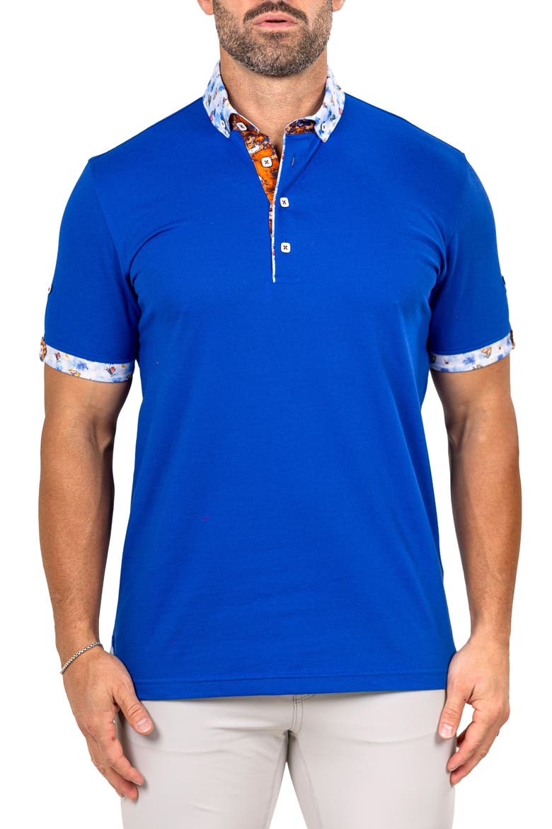 Newton Marthyr0022 Blue Button-Down Piqué Polo, Main, color, BLUE