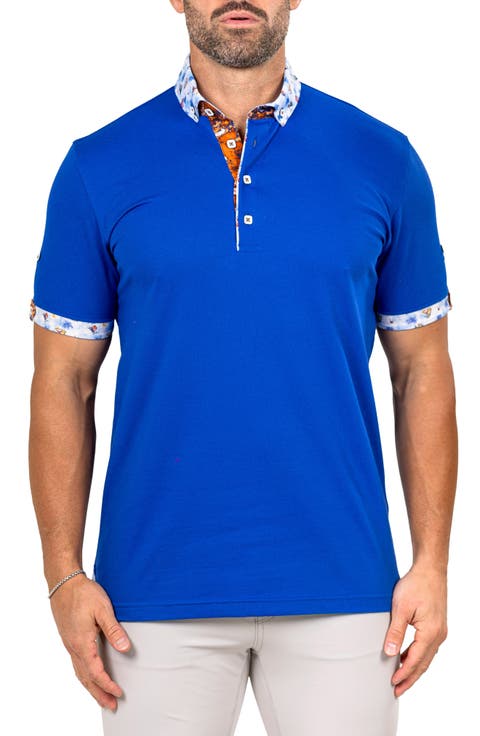 Newton Marthyr0022 Blue Button-Down Piqué Polo