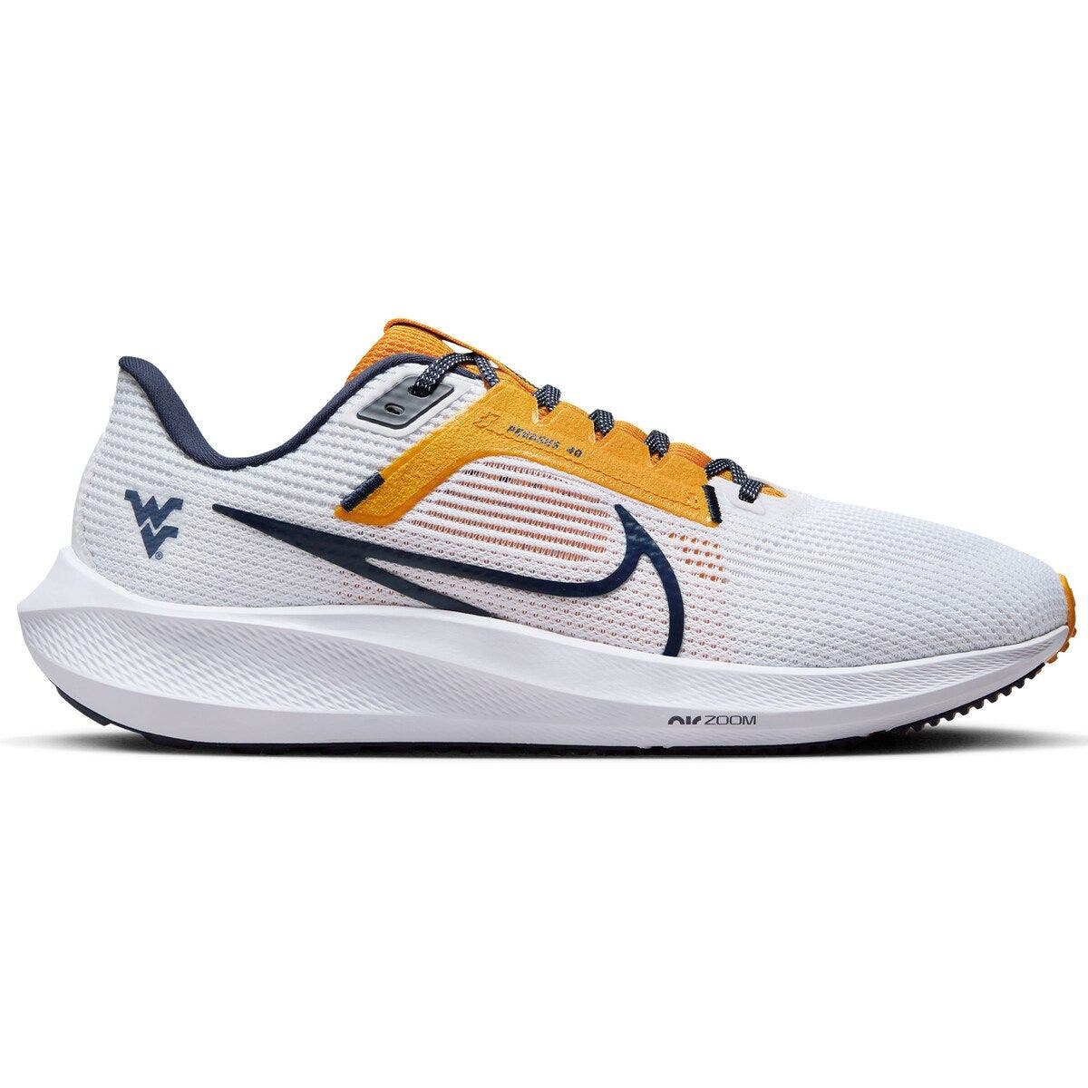 Nike Unisex Nike  White West Virginia Mountaineers Zoom Pegasus 40 Running Shoe, Alternate, color, White