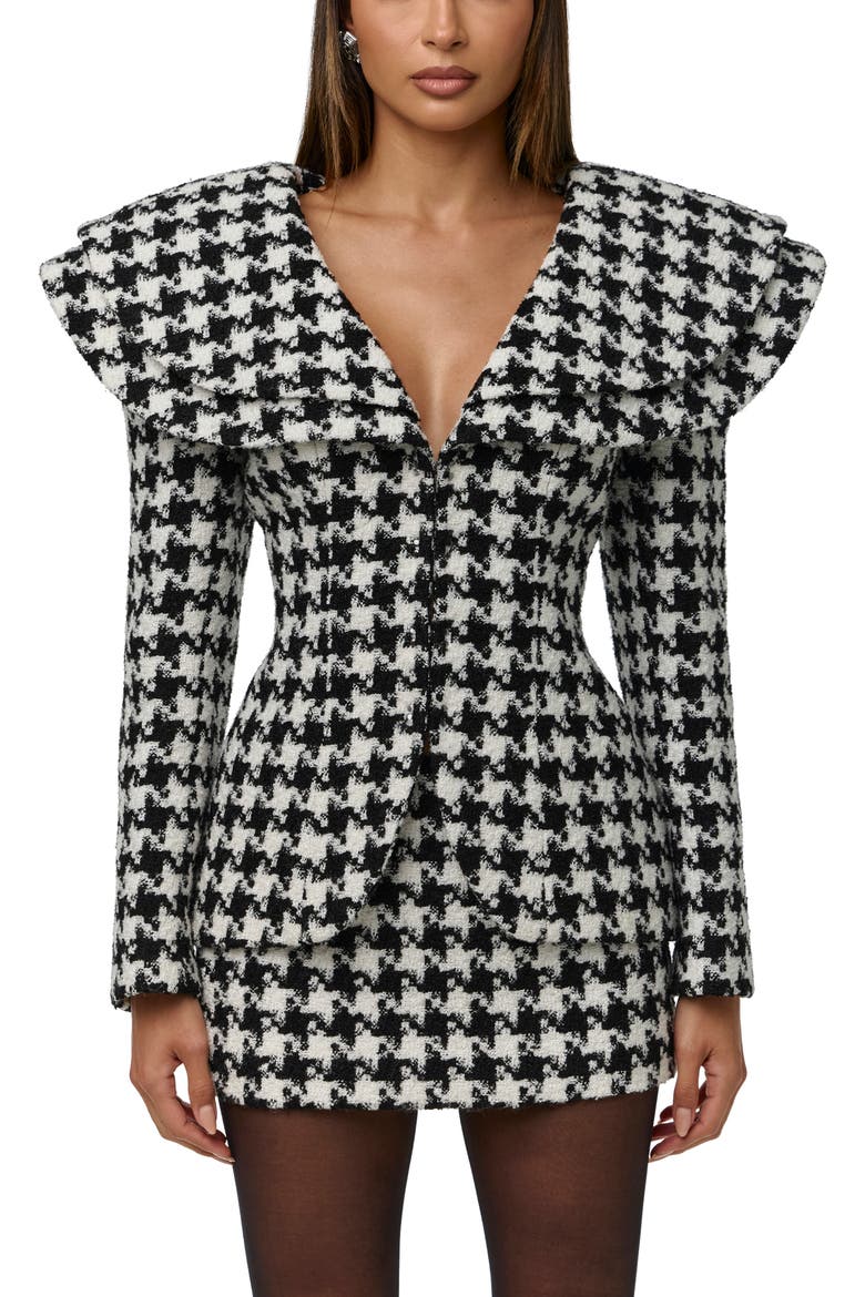 Double Collar Houndstooth Blazer, Main, color, HOUNDSTOOTH BLACK/WHITE