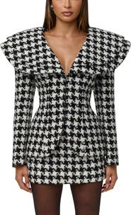 Naked Wardrobe Double Collar Houndstooth Blazer