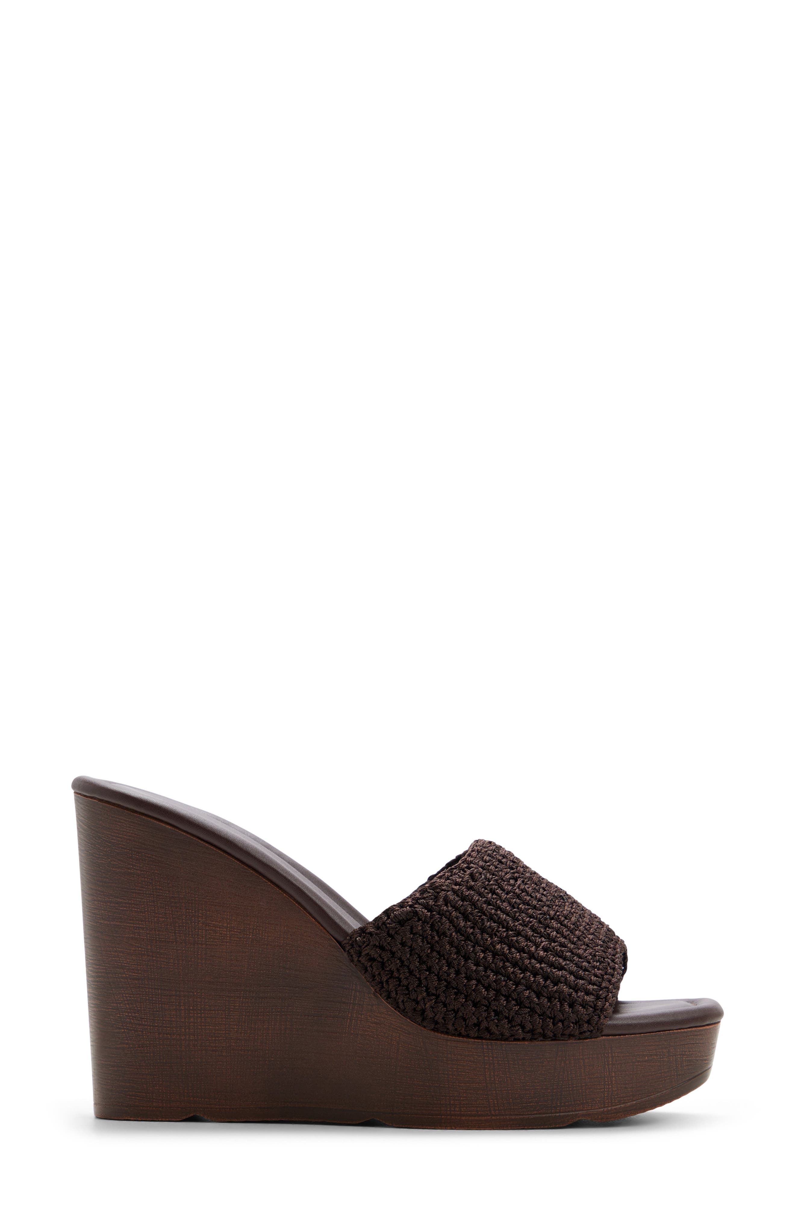 Grounded Platform Wedge Sandal, Alternate, color, DARK BROWN