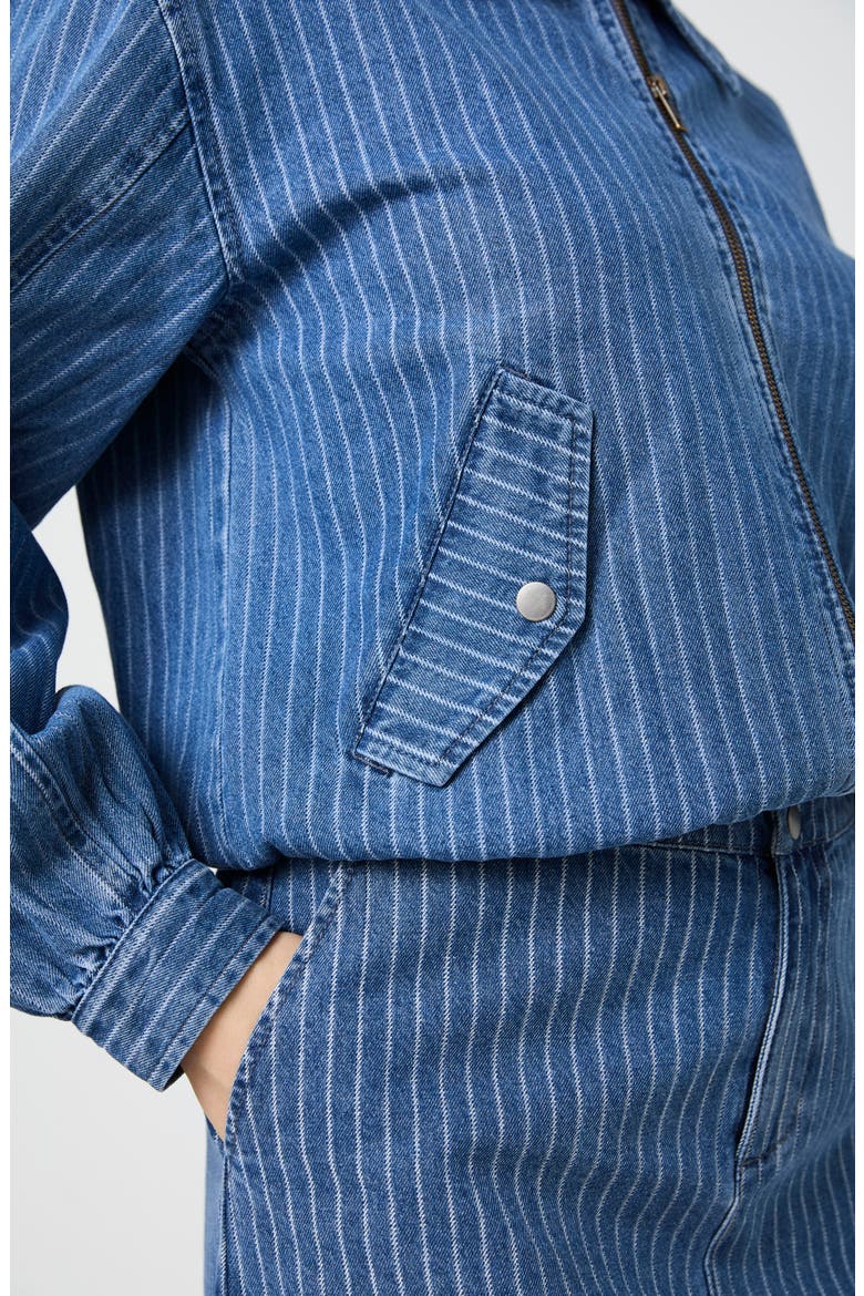 Cherrie Pinstripe Denim Jacket, Alternate, color, MEDIUM WASH