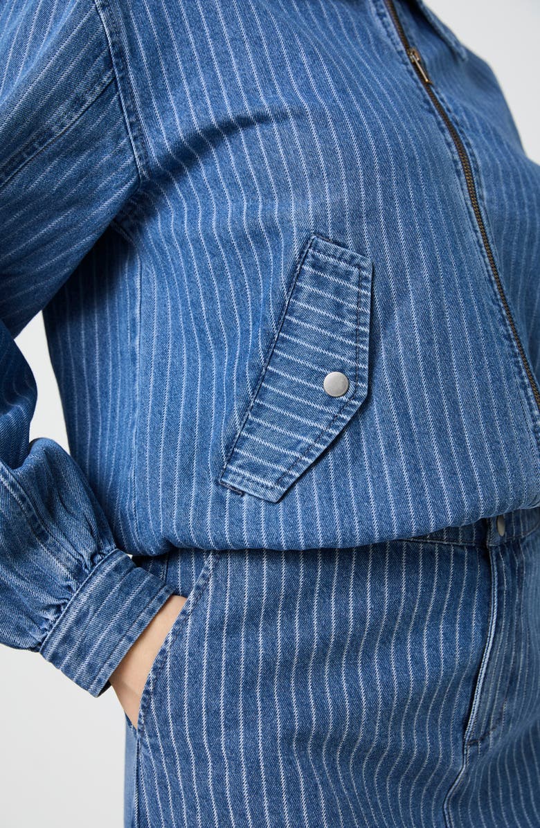 French Connection Cherrie Pinstripe Denim Jacket, Alternate, color, Medium Wash